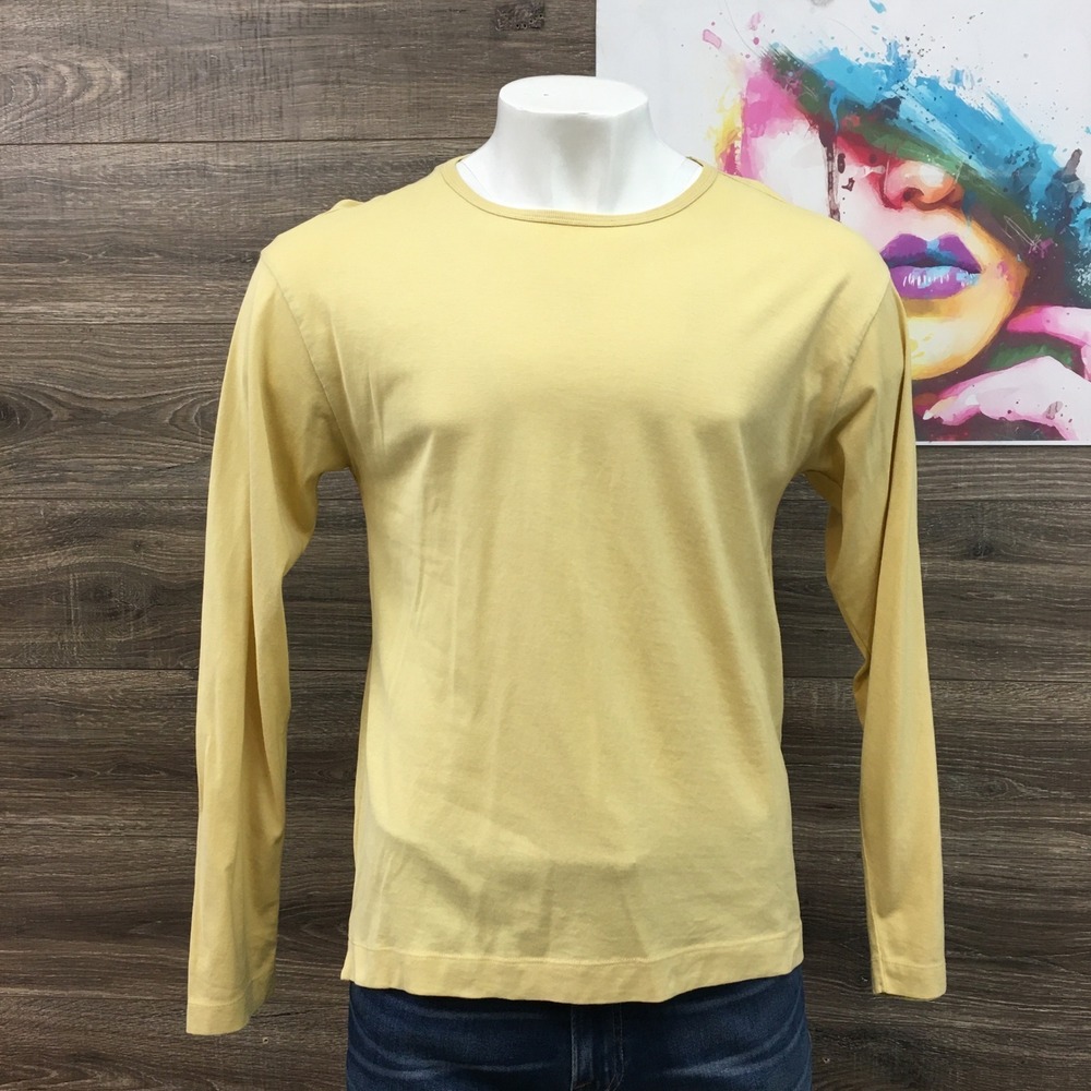 Knickerbocker NYC Mens Long Sleeve Cotton T-Shirt Yellow Size L Made in Portugal
